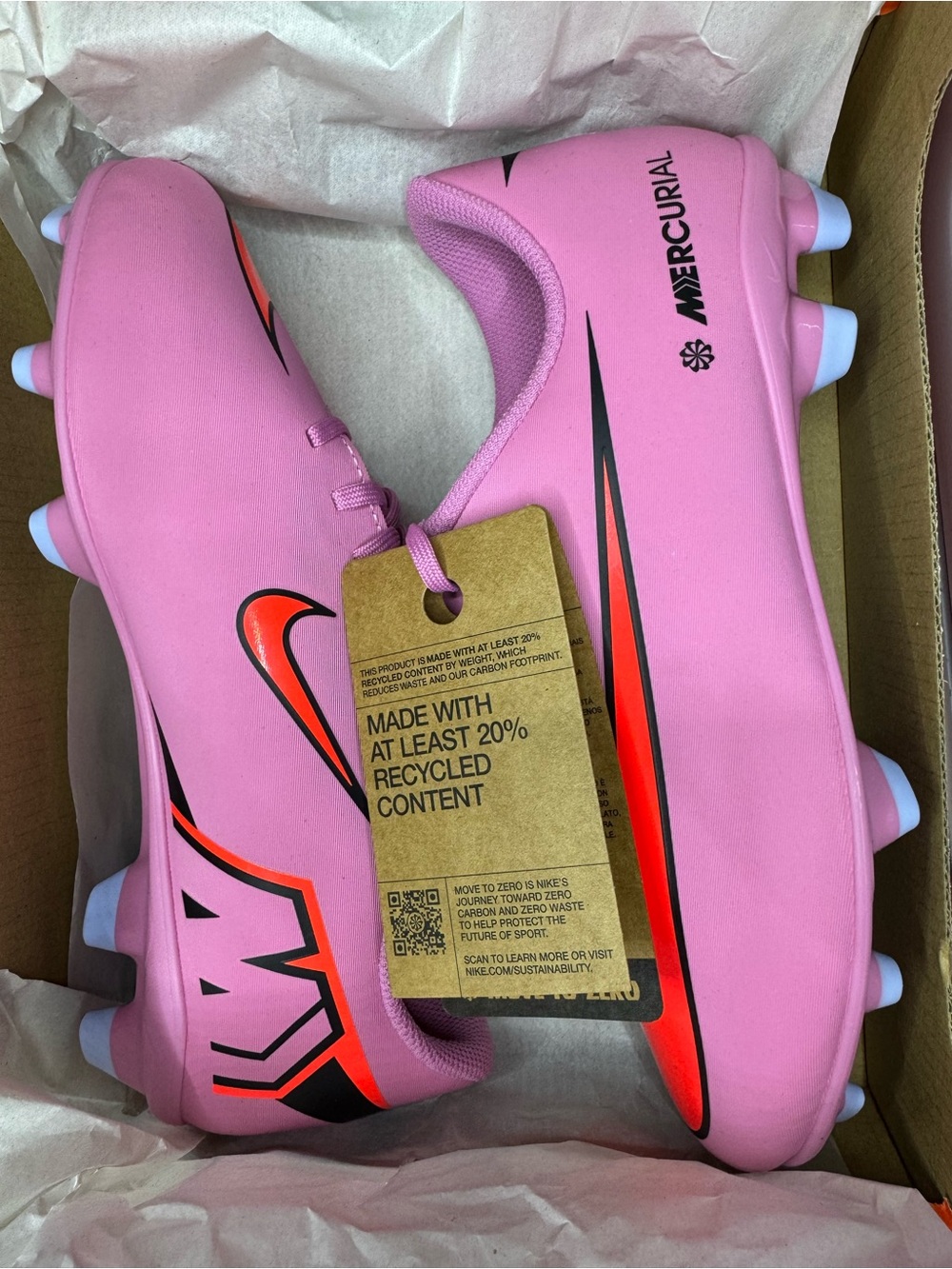 Nike Pink Women's Athletic Cleats with Bright Orange Swoosh